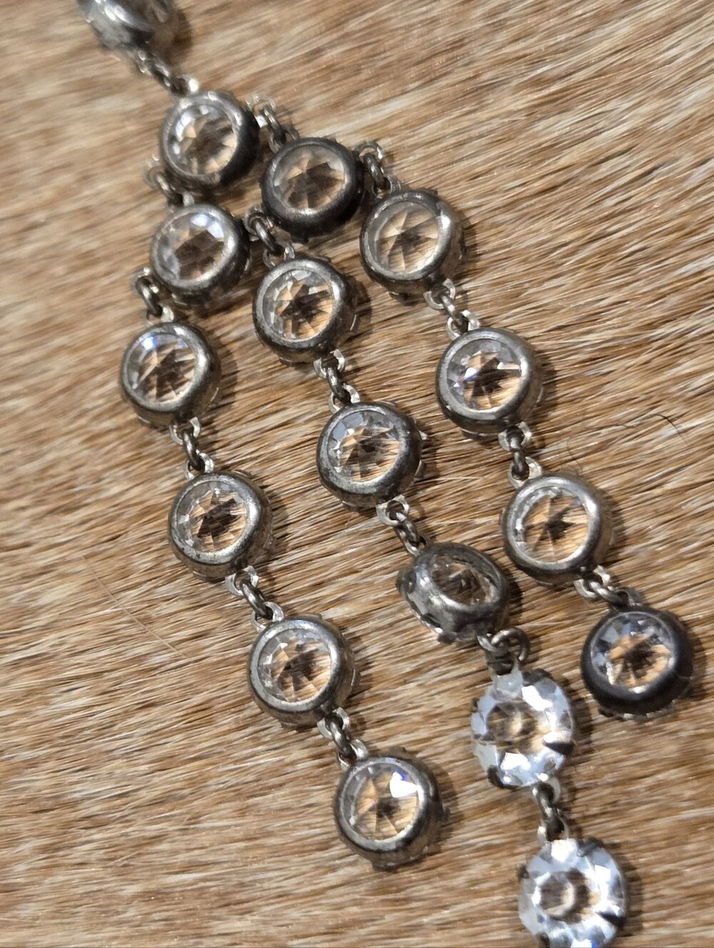 Vintage Art Deco Sterling Silver Waterfall  Chandelier Earrings